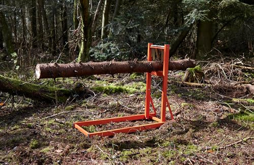 P. Lindberg Sägeständer aus Metall - Sägebock für Baumstämme bis 150 kg - Stammhalter für max. 4m länge - bis 25cm Ø klappbar