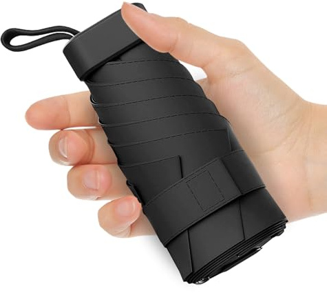 pawpoem Mini Ombrello Tascabile Pieghevole, Antivento e UPF 50+, Ombrello da Viaggio Portatile, Pioggia Compatto Impermeabile, Ombrello da Borsa Uomo Donna