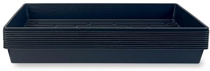 10 Plant Growing Trays (No Drain Holes) - 20 x 10 - Perfect Garden Seed Starter Grow Trays: for Seedlings, Indoor Gardening, Growing Microgreens, Wheatgrass & More - Soil or Hydroponic