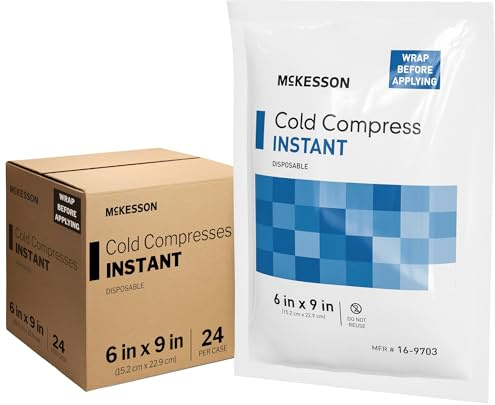 McKesson Instant Cold Packs 6 x 9 [24 Pack] – Instant Ice Packs for Injuries Disposable, Pain Relief, Swelling, Sprains – Travel Cold Compress for Sports, First Aid, Toothache