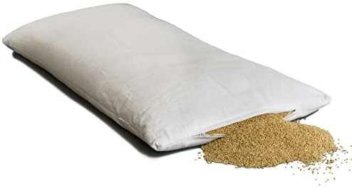 GIRAFFENLAND Bio-Hirsekissen 40x80cm, Kissen - Köper-Baumwolle weiß, mit Bio-Hirseschalen, direkt befüllt