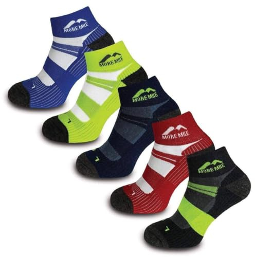More Mile Endurance Mens Running Socks 5 Pack Coolmax Cushioned Breathable
