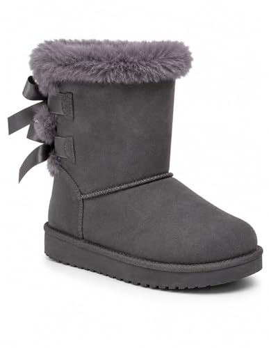 Bottes fourrées chaudes femme avec ruban satiné et fourrure synthétique