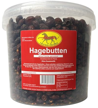 Scheidler horse-direkt Hagebutten getrocknet für Pferde 2kg – Ganze Hagebutte in Spitzenqualität – 100% Natürlicher Vitamin C Booster – Ideales Pferdeleckerli/Zusatzfutter ohne Zuckerzusatz
