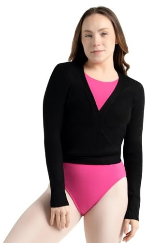 Capezio Damen Strickpullover Zum Wickeln Wickelpullover., Schwarz, S EU