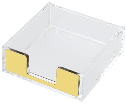 MultiBey Sticky Notes Holder Clear Acrylic Memo Notepad Holder, Desktop Organizer for Office Home Schools (Gold)