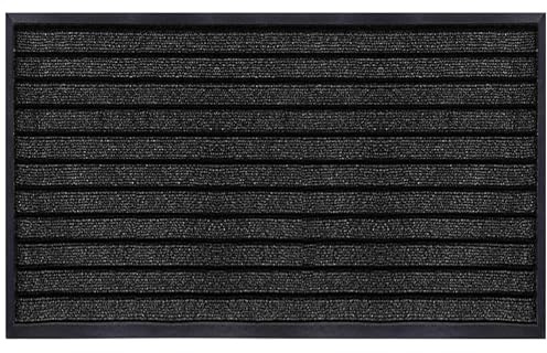 Hafaa Indoor & Outdoor Black Door Mat 40x60 cm Non Slip Water Absorbent Rubber Mat Heavy Duty Floor Mats