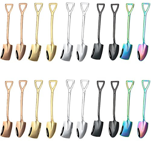 Cucharillas Postre, Cucharas Cafe, Cucharillas Cafe, Cuchara Postre Creativa en Forma Pala Para Café, Helado, Té ( 20 Piezas )