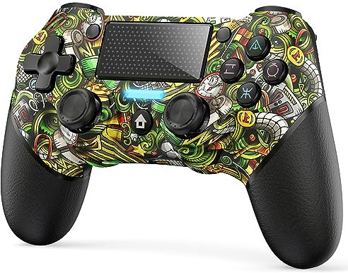 Fanlacy Wireless Controller für PS4 Kabelloses Gamepad Kompatibel mit PS4/Pro/Slim/PC mit Doppel Vibrations/6-Achsen Gyro Sensor/Touchpanel/Audiofunktion/Mini-LED-Anzeige