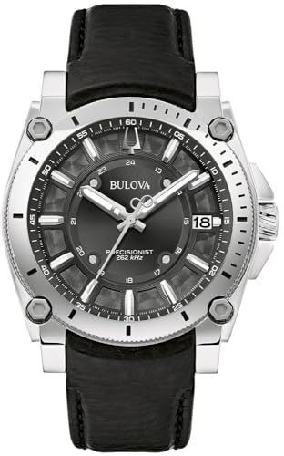 Bulova Misc Classic Chronograph Uhr für Herren in der Farbe Schwarz mit Armband aus Leder, Wasserdichtigkeit: 10 bar, Gehäusedurchmesser: 40 mm, 96B416