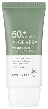 WELCOS KWAILNARA Aloe Vera Moisture Real Soothing Sun Cream | Hydrating | Non Nano and No Greasy | Korean Skin Care for Ultimate Sun Protection & Hydration | 50g / 1.76oz