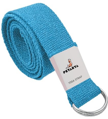 PETARYA Praktischer Yogagurt, Yoga Zubehör für Stretching und Fitness, Yoga Gurt mit Metall-Schiebeschnalle Gut für Anfänger & Fortgeschrittene, 180cm, Türkis