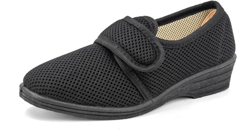 JOMIX Pantofole Donna Estive Ciabatte da Anziani con Strappo Scarpe Lavabile in Lavatrice da Casa ITD1892 Nero 37