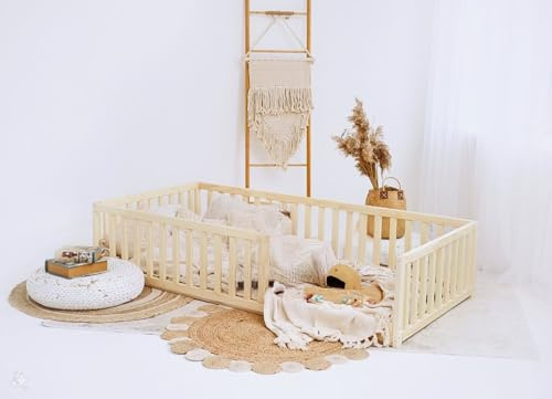 HOMEforDREAMS H4D-55 Lit au Sol pour Enfants avec espacement de 6,3 cm Entre Les barreaux : Cadre de lit d'inspiration Montessori (140 x 70 cm)