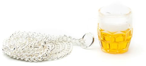 Miniblings ölkrus kedja 45 cm hänge halsband ölkedja mått ölglas oktoberfest – handgjorda modesmycken – länkkedja silver, 25mm, Plast