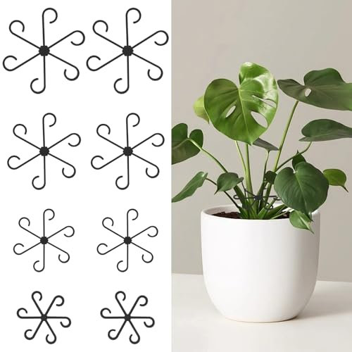 Adiwo Supports Tiges Plantes, 8pcs 4 Tailles Attache Plante Grimpante, Supports de Plantes pour Stabilisation et Soutien des Feuilles, Intérieur Vert Clips de Fixation pour Plantes Grimpantes（Noir）