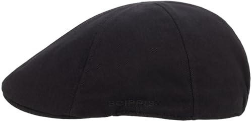 SCIPPIS Kintail Cap – Klassische Schiebermütze aus 100% Baumwolle | Flatcap mit Stretchbund | Atmungsaktiv & komfortabel | Unisex in S/M & L/XL (DE/NL/SE/PL, Alphanumerisch, S, M, Schwarz)