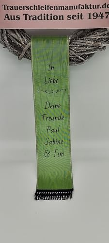 Trauerschleife, Kranzschleife, Grabschleife für einen Trauerkranz (Mint, 10 cm für einen Strauß)