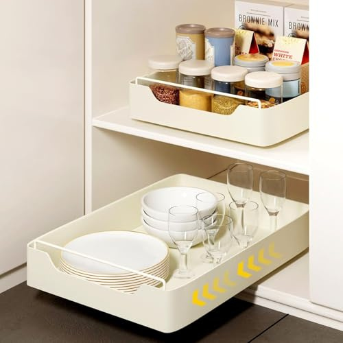 viriech Cajones Extraibles para Cocina 2 Pieza, 43cm Organizador Armario Cocina, Telescópico Adhesivo Kit Cajones Zócalo, Organizador Cajones Cocina, Instalación Sin Taladro (43x30x7cm)
