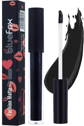 Black Lipstick, Matte Black Lip Gloss Liquid Lipsticks for Women, Goth Long Lasting Waterproof Lightweight Moisturising Lip Stain, Highly Pigmented Makeup Gift for Halloween Cosplay Party