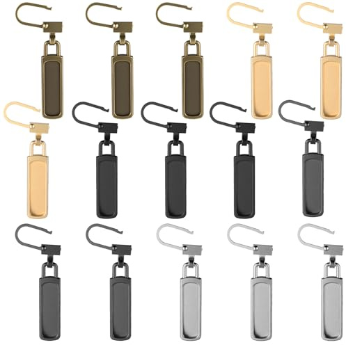 XLIUAX 15 Pcs Zipper Pull Replacement, Zipper Replacement Zippers Pulls Detachable Tiny Zippers Replacements for Luggage Jackets Backpacks Boots Purse Coat Pants Pull Replacements Kits Universal Tab