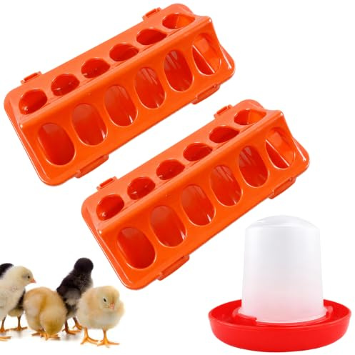 3Pcs Chicken Feeder, Poultry Feeding Set with Automatic Water Dispenser, Spill-Proof Design for Backyard Farms and Brooders, Compact Space-Saving Feeders and Drinkers