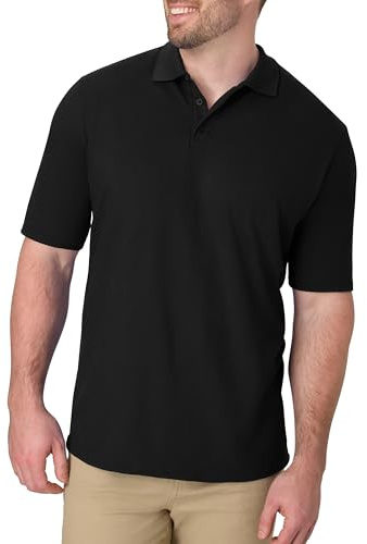 Hanes Men's Short Sleeve X-Temp W/ FreshIQ Polo, Black, XX-Large