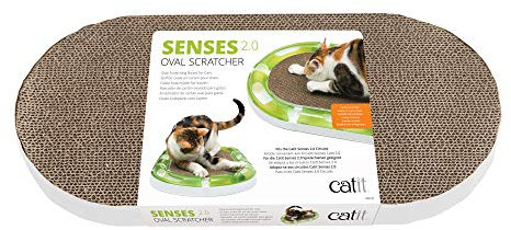 Catit ovaler Scratcher, Kratzbrett aus Pappe, interaktives Spielzeug für Katzen, Kratzspielzeug für Katzen
