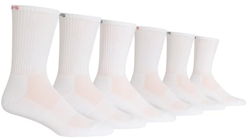 Chaps Men's Solid Casual Crew Socks with Accented Brand (6 Pack), White, Shoe Size 6-12/Sock Size 10-13