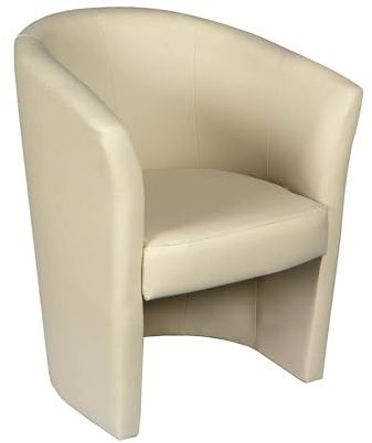 Dmora - Poltrona Abrera, Poltrona da salotto, Seduta imbottita, Sedia con braccioli in ecopelle, 64x63h76 cm, Beige