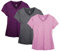 icyzone Damen Sport Fitness T-Shirt Kurzarm V-Ausschnitt Laufshirt Shortsleeve Yoga Top 3er Pack (S, Charcoal/Red Bud/Pink)