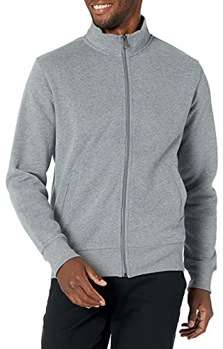 Amazon Essentials Sudadera de Forro Polar con Cremallera y Cuello Semicisne, Corte Estándar y Peso Medio Hombre, Gris Claro Mezcla, S