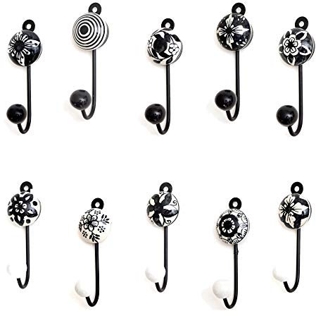 Knober Indigo Keramikhaken Wandhaken Garderobenhaken Kleiderhaken (Set klein 10 Stk)