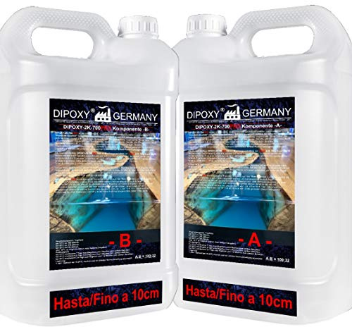 26,4 kg Resina epoxi 2C, hasta 10 cm, DIPOXY-2K-700PRO, Epoxy dos componentes Resina epoxi transparente para mesa, suelo, joyería, formas de acuario, UV