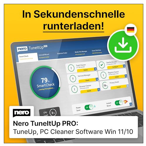 Nero PC Tuning | PC beschleunigen | schneller starten | schneller surfen | Betriebssystem optimieren | Windows 11 / 10 / 8 / 7 | 1 Gerät | Jahreslizenz | Aktivierungscode per Email