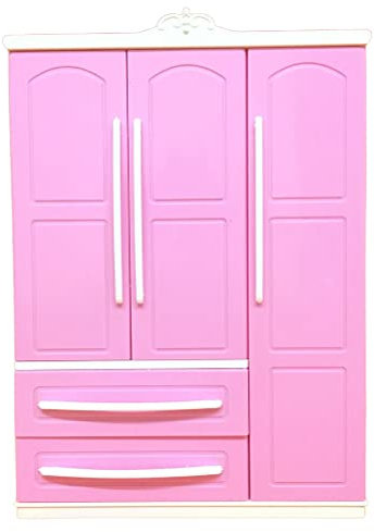 Chiyyak Puppenhaus Kleiderschrank Mini Puppenschrank Puppenhaus Möbel Miniatur Schrank Doppeltür Kleiderschrank Spielzeug Puppen-Zubehör
