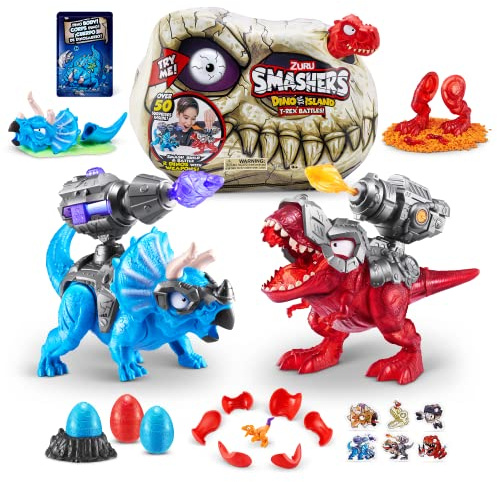 ZURU SMASHERS Dino Island T-Rex Battle 74102A Actionfigurer, Flerfärgad, Flera delar