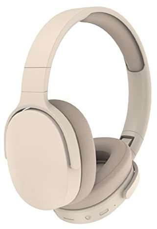 HiFi-Bluetooth-Kopfhörer, faltbar, intelligente Rauschunterdrückung, verstellbar, kabelloses Headset mit Mikrofon, Bluetooth-kompatibel, 5.1-Stereo-Over-Ear-Kopfhörer für Sport, Reisen (Beige)