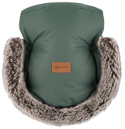Petite&Mars handvärmare för barnvagnar FURRY * handvärmare * handvärmare för barnvagnar, buggy och bilstol * varrm * vattentät * vindtät (justerbar khaki)