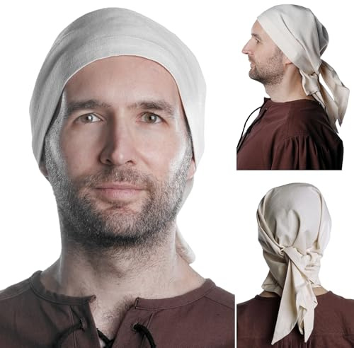 HEMAD Foulard da uomo medievale pirata 100% cotone triangolo modello: Fidegart, beige., Taglia unica