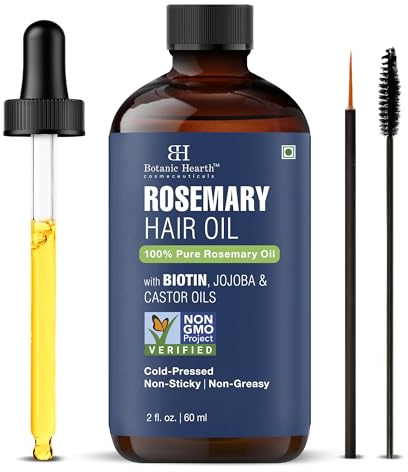Botanic Hearth Rosemary Hair Oil For All Hair Types, 60 ml | 100% Natural & Vegan Formula | Deeply Nourishes Dry| Frizzy & Damaged Hair While Supporting Scalp | For Men & Women