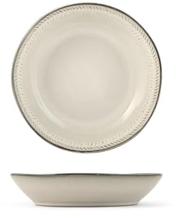 H&H Set 6 Piatti Fondi Antibes – Ø20 cm – Piatti in Porcellana Decorata Eleganti e Resistenti – Ideali per Zuppe, Minestre e Primi Piatti – Lavabili in Lavastoviglie e Microonde