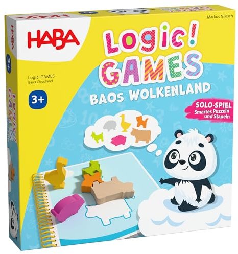 HABA Logic! Games – Baos Wolkenland – Legepussel och stapelspel med 60 uppgifter i olika svårighetsgrader från 6 år – 2012225001