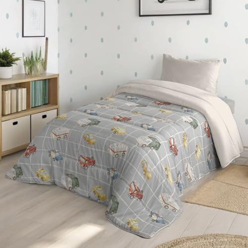 NATURALS - Edredón Nórdico Infantil Estampado 300 Gramos Cama 90-100% Microfibra Transpirable Tacto Pluma - 180x260 cm - Acolchado Extra Suave - Otoño/Invierno - Fabricado en España