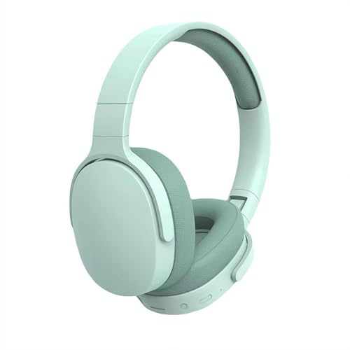 Over Ear Headphones Wireless Bluetooth, HiFi Foldable Intelligent Noise Cancelling Adjustable Wireless Headset, iOS & Android Bluetooth 5.1 Stereo Clear Call Quality for Sports Travel (Green)