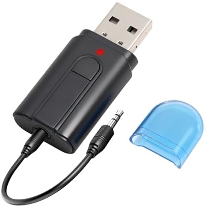 Ouitble Bluetooth 5.0 USB-Mottagare 2 i 1 Bluetooth-sändare Mottagare med 3,5 Mm Aux Jack Kabelmikrofon Trasmit. Mottagare för Bilhörlurar PC TV Hem Stereo