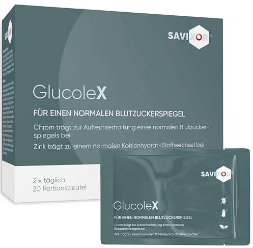 Savixor GlucoleX Vitamin Pulver 20 x 5 g - Mit Belinal(Silbertannenextrakt) 150 mg - Reich an Vitamin C, E, D3, B6, B12, Selen, Magnesium, Folsäure und Zink