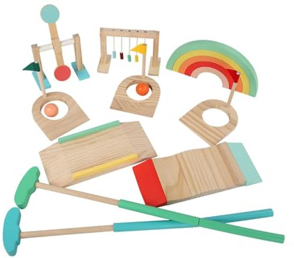 hindraem Golfspiel aus Holz für den Außenbereich: Frühkindliche Bildung mit vielversprechenden Lernmöglichkeiten durch spielerisches Lernen. Mini Golfset