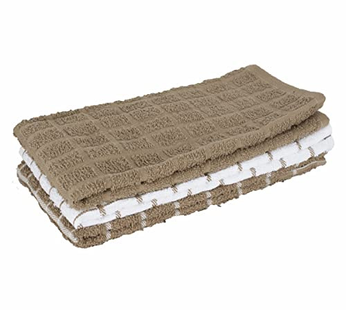 Ritz EMW6131908, algodón, marrón Moca, Paquete de 3 Toallas de Cocina