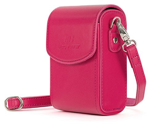 MegaGear MG1253 Canon PowerShot S120, Sony Cyber-shot DSC-RX100 V, DSC-RX100 IV, DSC-RX100 III, DSC-RX100 II Leder Kameratasche mit Trageriemen - Rosa